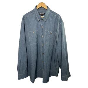 Alaskan Hardgear Duluth Trading Indigo Blue Long Sleeve Button Up Shirt 2XL